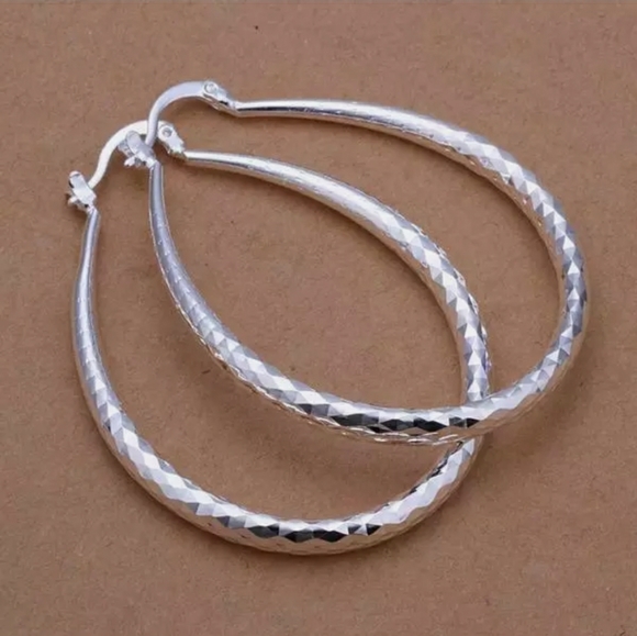 FINAL SALE 925 Sterling Silver  Hoop Earrings - Picture 3 of 6